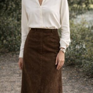 Talbots Rich Brown Faux Suede Pencil Skirt